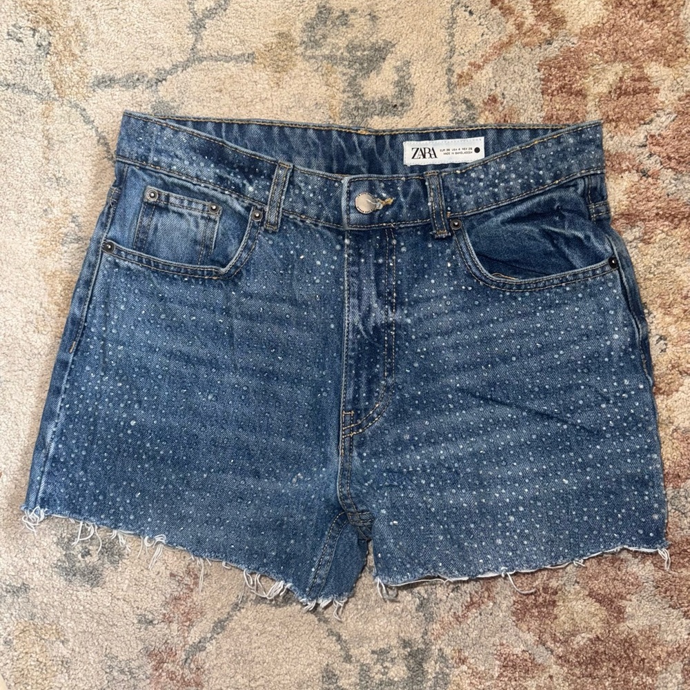 Zara Blue Jean Shorts Vintage Distressed Look